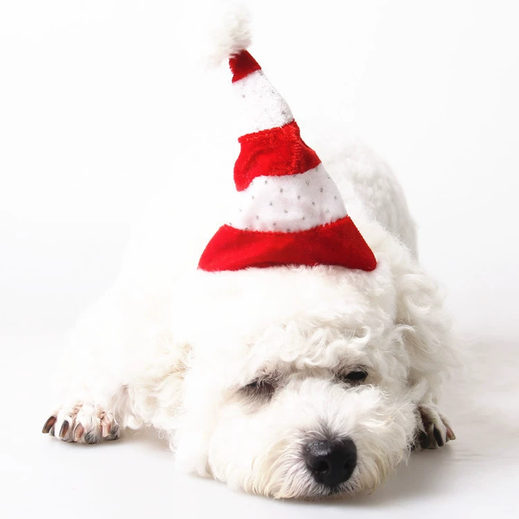 Европейская и американская Рождественская красно-белая полосатая шляпа для собак Ji Zai Festival Dress Factory Большие дети Удобная Рождественская шляпа для кошек