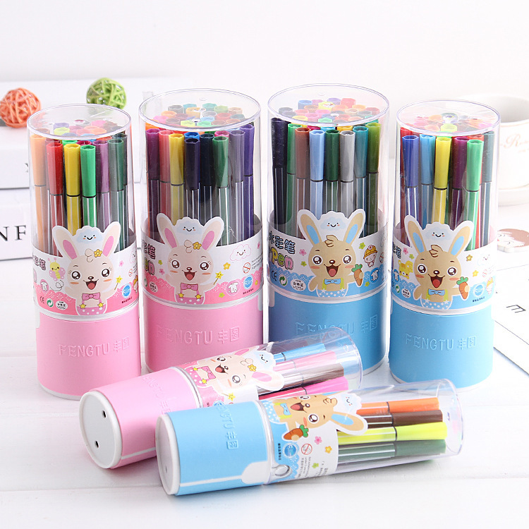 厂家直销卡通12 24 36色 环保可水洗水彩笔创意文具学习用品 批发|ms