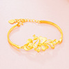 Golden brass bracelet, flowered, 24 carat