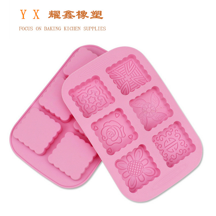6连玫瑰花硅胶模具 手工月饼模具 DIY烘焙模具 冰皮月饼 肥皂模