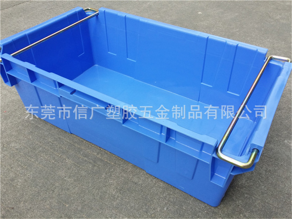 专业生产蓝/灰/绿/黑色铁耳长箱 可叠高可套摞的物流箱金属收纳箱