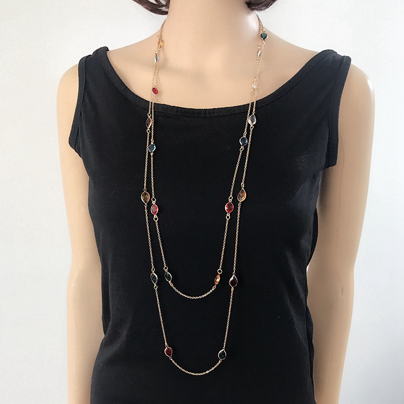 Color Resin Necklace Length Color Resin Beads Suit Necklace Sweater Chain display picture 7