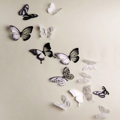 跨境蝴蝶牆貼3D立體蝴蝶創意時尚美觀仿真蝴蝶裝飾貼顏色多批發