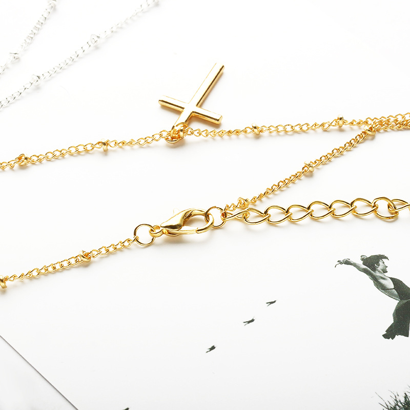 Cross Jesus electroplating bright color positioning bead chain necklace couple necklace clavicle cha