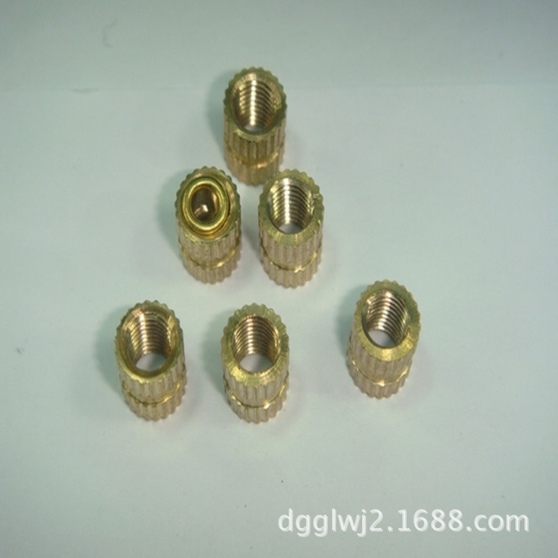 铜花母/注塑铜螺母 镶嵌铜螺母 直纹带槽铜螺母M3*4*4外径