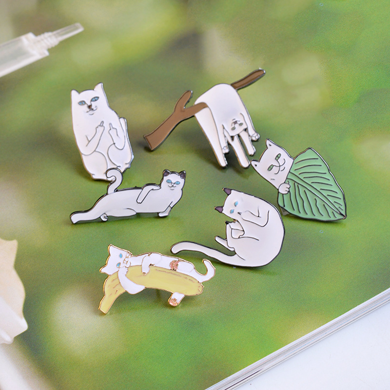 Creative Cartoon Bodybuilding Cat Pose Weird Series Alloy Dripping Oil Brooch display picture 4