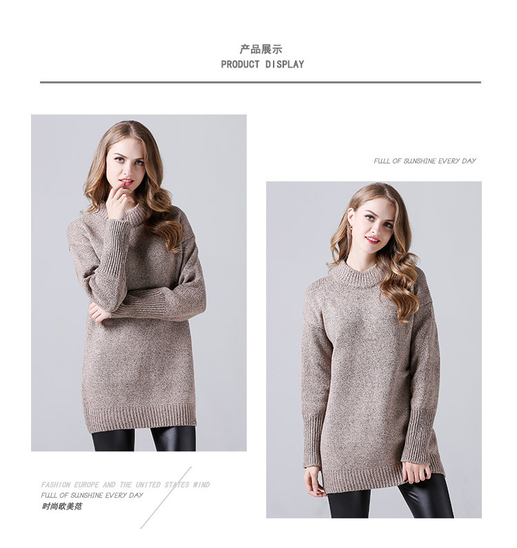 all-match mid-length round neck slim long-sleeved women s knitted sweater  NSJR17292
