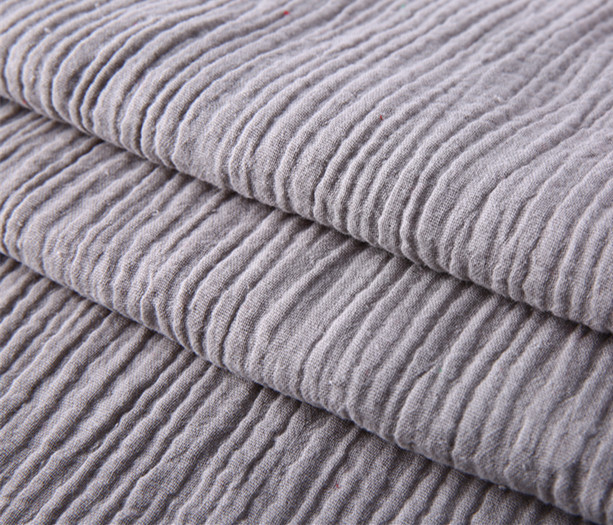 全棉砂洗皱布40支双层纱布皱布面料睡衣婴儿服尿布浴巾家居服布料