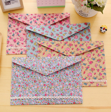 Elegant A4 folder, floral file bag, Korean style small fresh office supplies A4 folder wholesale