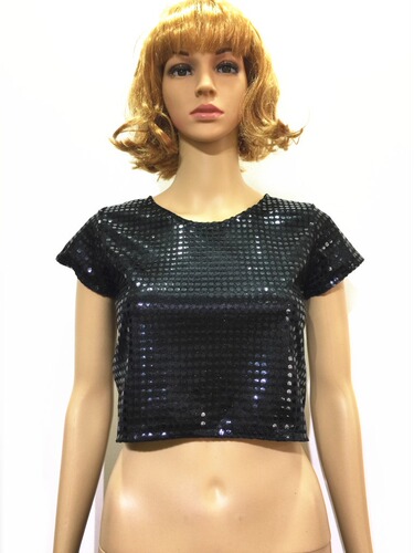 Graduation performance choir men and women performance dancing polka dots dazzling sequin short-sleeved T-shirt tops stage wear