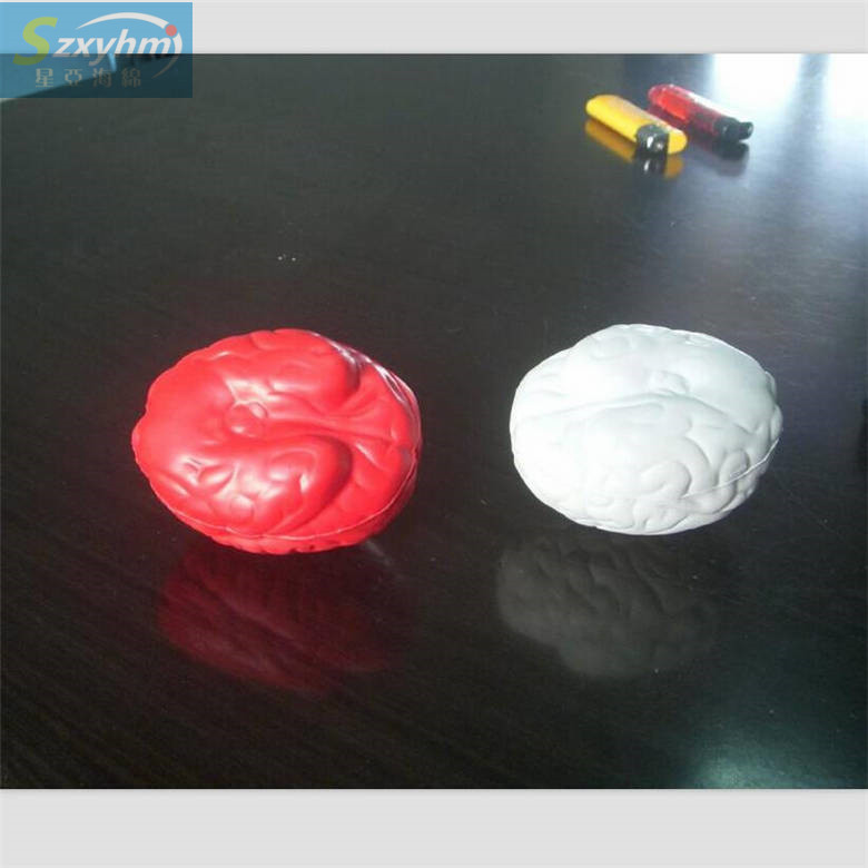 出售PU泡棉大脑玩具红色仿真压力球海绵7*5cm大脑棉