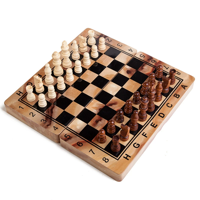 Marble folding wooden chess, 30×30cm, custom-made