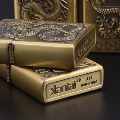JT6117 Jian Tai Coal Oil Sandpaper Manufacturer Wholesale Creative Dragon Carved Windproof Lighter