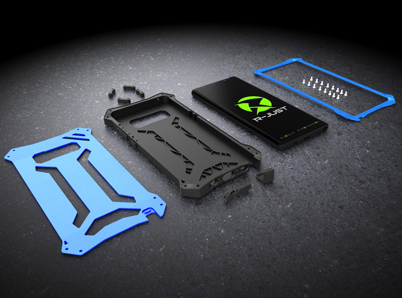 R-Just Gundam Water-resistant Shockproof Dirt-proof Snow-proof Premium Armor Heavy Duty Metal Protective Case Cover for Samsung Galaxy Note 8