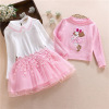 Autumn spring children's set, cotton sweater, dress for princess, children's clothing