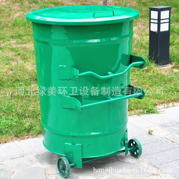 240L垃圾箱 铁质圆形垃圾桶 360升挂车垃圾箱 厂家批发