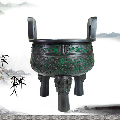 古铜厂家 克鼎纯铜大号青铜鼎摆件摆设青铜器仿古办公室开业礼品|ru