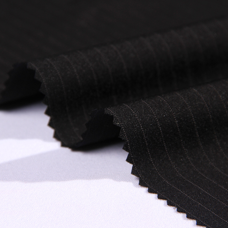 【新品】全涤斜纹条子四面弹面料  时尚女装服装面料 全涤嵌条