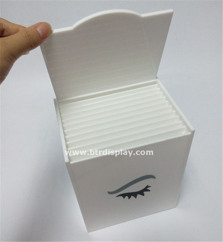亚克力白色睫毛盒5片装假睫毛包装盒高档睫毛展示盒深圳厂家订做
