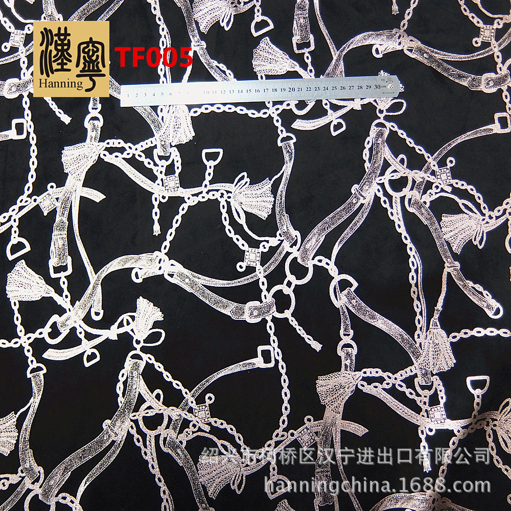 工厂现货 TF005 特黑弹力烫金【麂皮绒】古铜金复合空气层面料