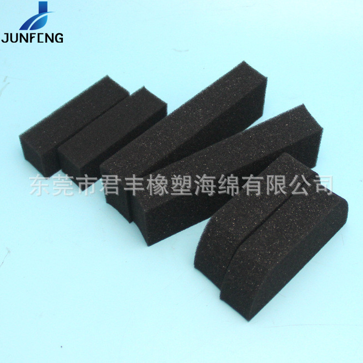 君丰供应黑色薄过滤海绵片冲压一次成型 高低密度防护防滑内贴