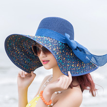 新款蝴蝶結大檐草帽 度假沙灘女混色夏天旅游防曬帽時尚遮陽帽子
