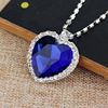 Marine fashionable necklace, crystal pendant heart shaped, accessory, diamond encrusted, wholesale