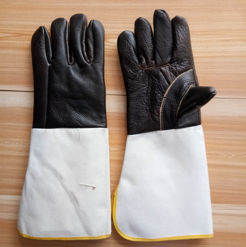 牛皮长电焊手套 深色牛皮焊工手套 焊接手套