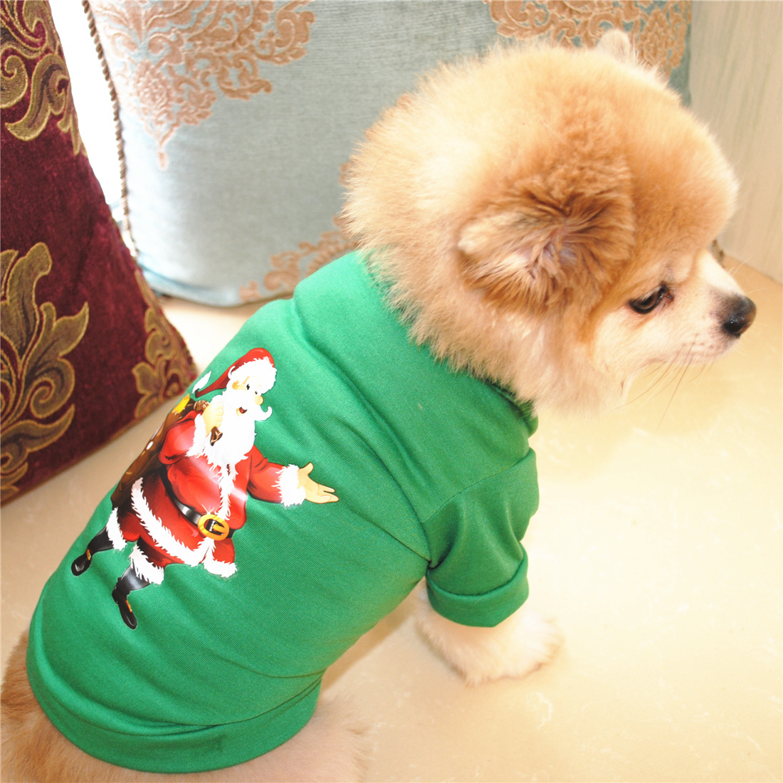 Casual Cotton Christmas Santa Claus Snowman Printing Pet Clothing 1 Piece display picture 1