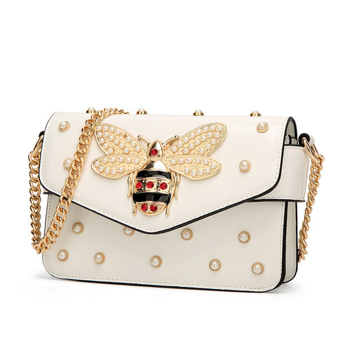 Pearl Decorated Bee Bag Cartoon Cute One Shoulder Crossbody Small Bag  New Women’s Small Square Bag Wholesale