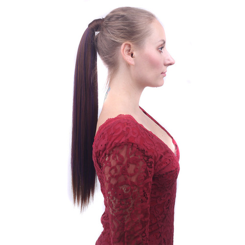 Velcro ponytail Realistic matte silk long straight hair wig ponytail Velcro wrap wig straight hair ponytail