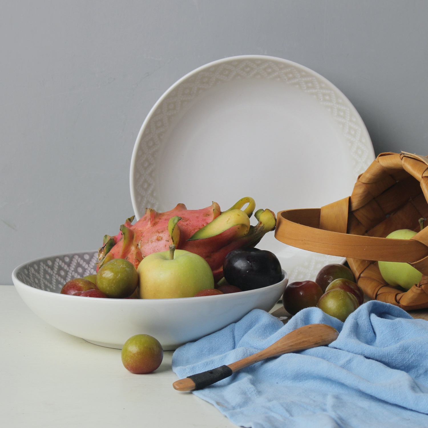 Tazón de fuente de fideos simple blanco de cerámica de estilo japonés negro pintado a mano patrón de línea tazón patrón de diente de león Tazón de fuente de alivio de flores de diamante Tazón