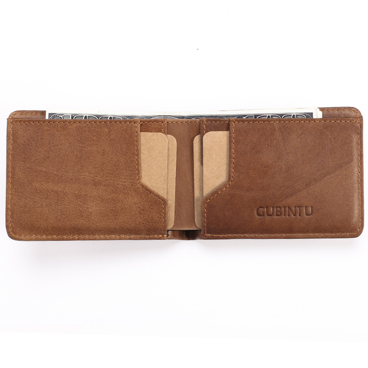 2024 New GUBINTU Creative Money Clip Card Holder RFID Magnetic Multi-Function Men's USD Money Clip Genuine Leather Wallet