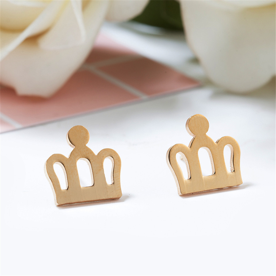 Simple Crown Stainless Steel Earrings display picture 2