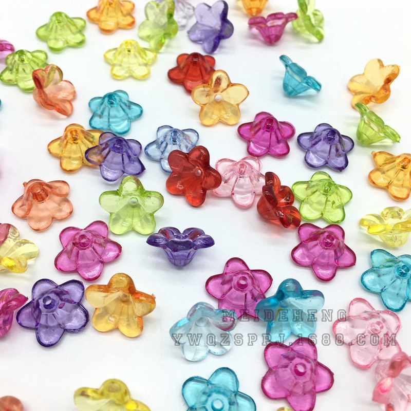 Ancient-style palace flower hairpins, lotus leaf flower acrylic transparent flower accessories, bride's headwear, five-leaf flower receptions, scattered beads detail image 4