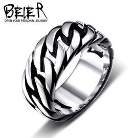 beier欧美外贸饰品批发 复古不锈钢男士戒指环 欧美钛钢指环现货