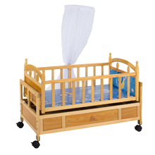 婴儿床实木松木摇篮床bb小床儿童床宝宝床新生儿床睡床带蚊帐抽屉