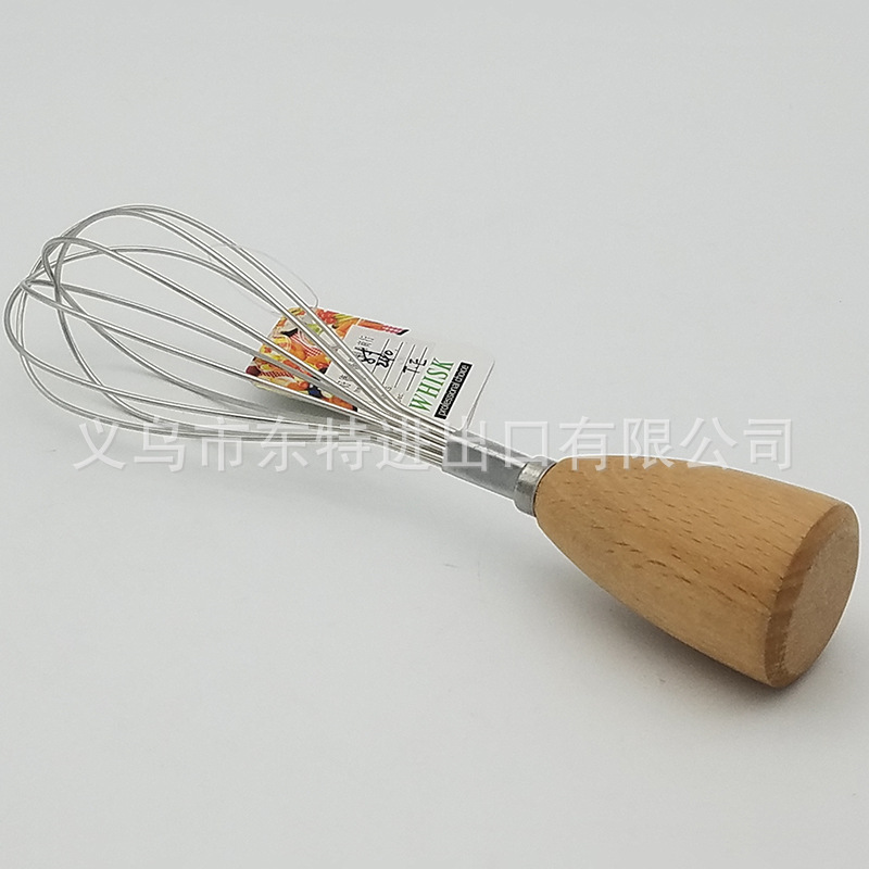 Factory direct sales stainless steel egg beater with oak handle, egg and cream baking mixer, household mini egg beater detail image 7