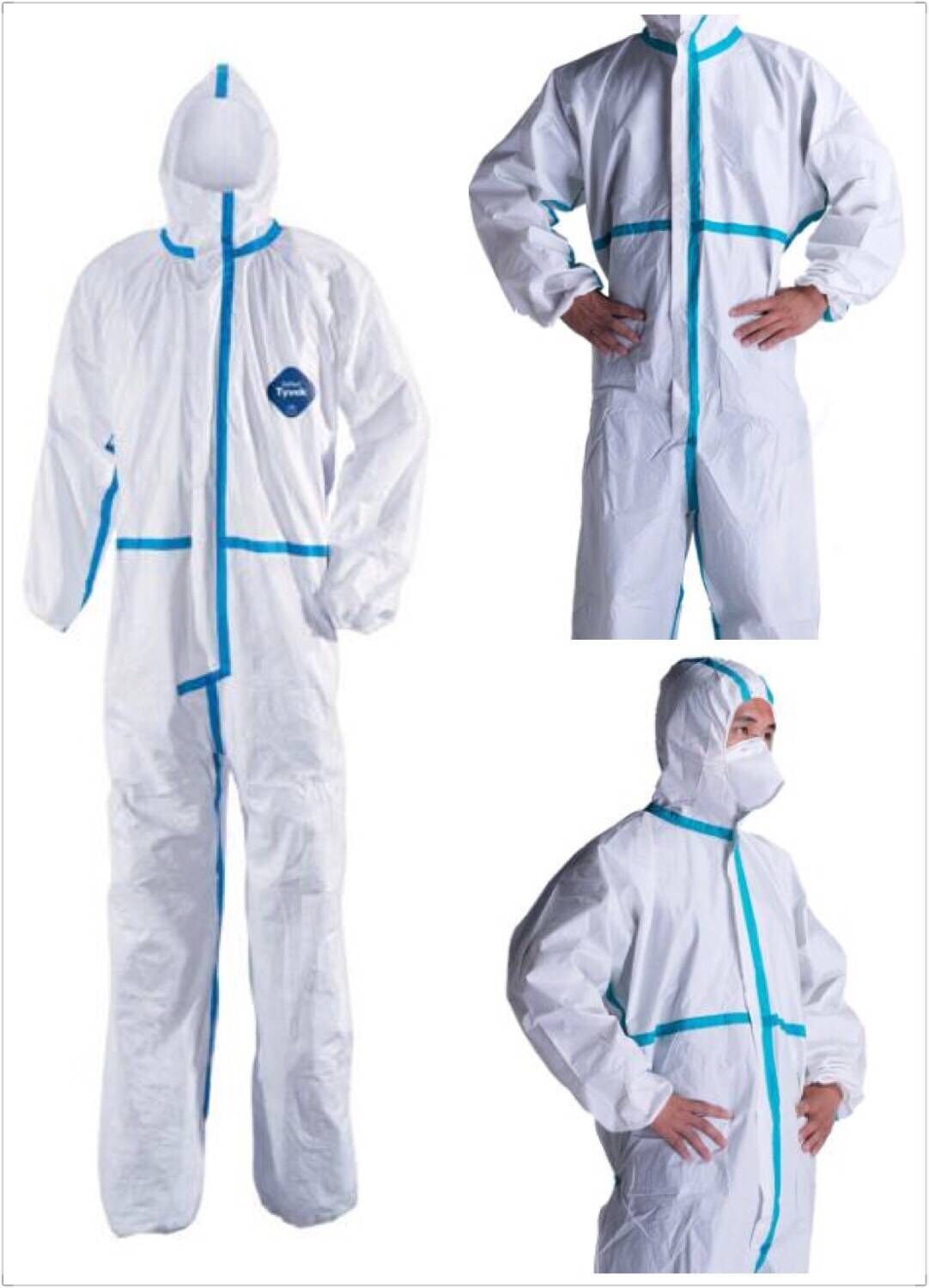 65、55克PP+PE面料一次性无纺布松紧口带压条脚套加厚隔离防护服