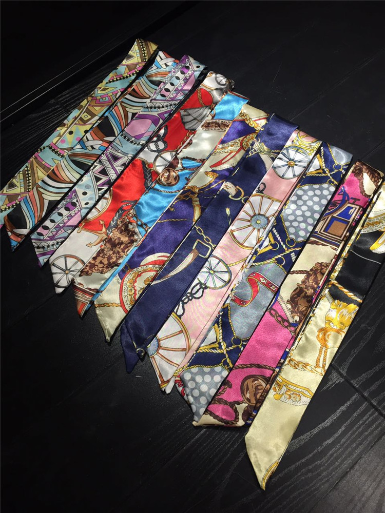 Printed and patterned twill silk scarf manufacturer wholesale accessories silk scarves handbags tied with bows silk scarves striped flowers undefined