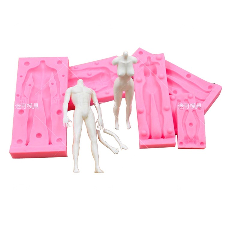 Fondant molde de silicona hombres y mujeres molde de silicona fondant Doll cake molde herramientas para hornear al por mayor