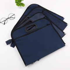 B4雙層牛津布文件拉鏈袋 單立體手提雙層文件袋會議袋可定製LOGO