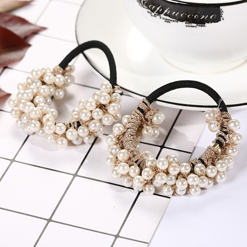 Women's Classic Style Solid Color Pearl Braid Hair Tie display picture 1