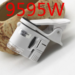 9595w顕微鏡hd 60倍紙幣検査ランプ付きledランプ汎用携帯電話クリップ光源拡大鏡100