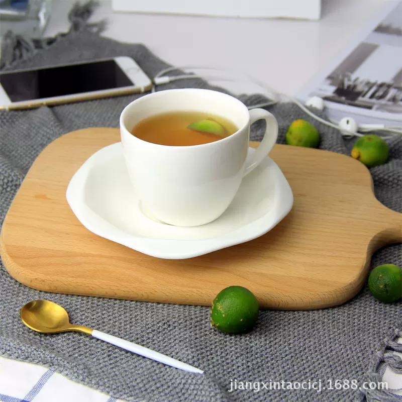 咖啡杯碟陶瓷咖啡杯套装 白色水杯咖啡厅商用杯碟白瓷杯碟
