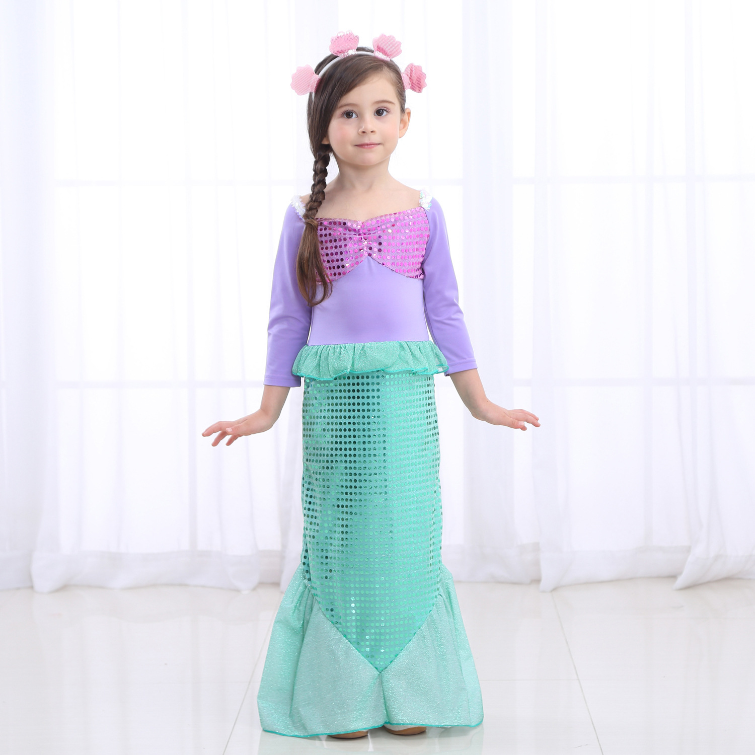 Fashion Mermaid Sequins Cotton Blend Girls Dresses display picture 3