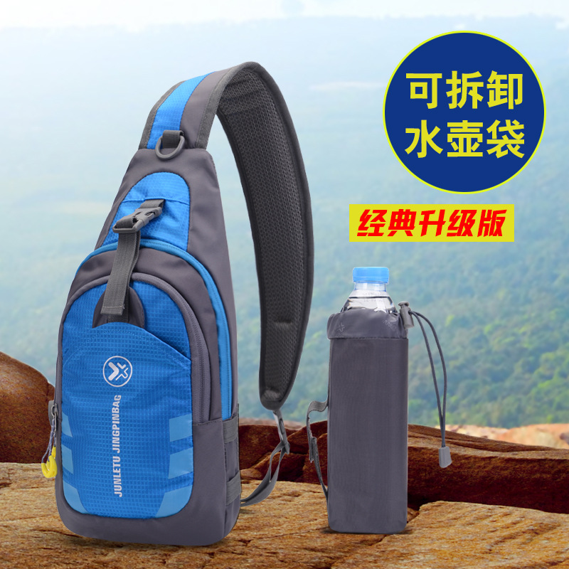 跨境戶外胸包女多功能水壺單肩包 旅游運(yùn)動(dòng)斜挎包男尼龍胸包腰包