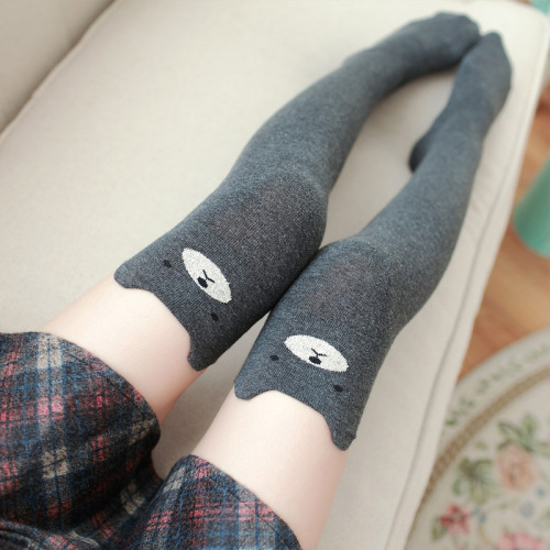Women's Japanese half-cut socks, over-the-knee stockings, cotton socks, three-dimensional cartoon cat thick-needle cotton socks, manufacturer wholesale