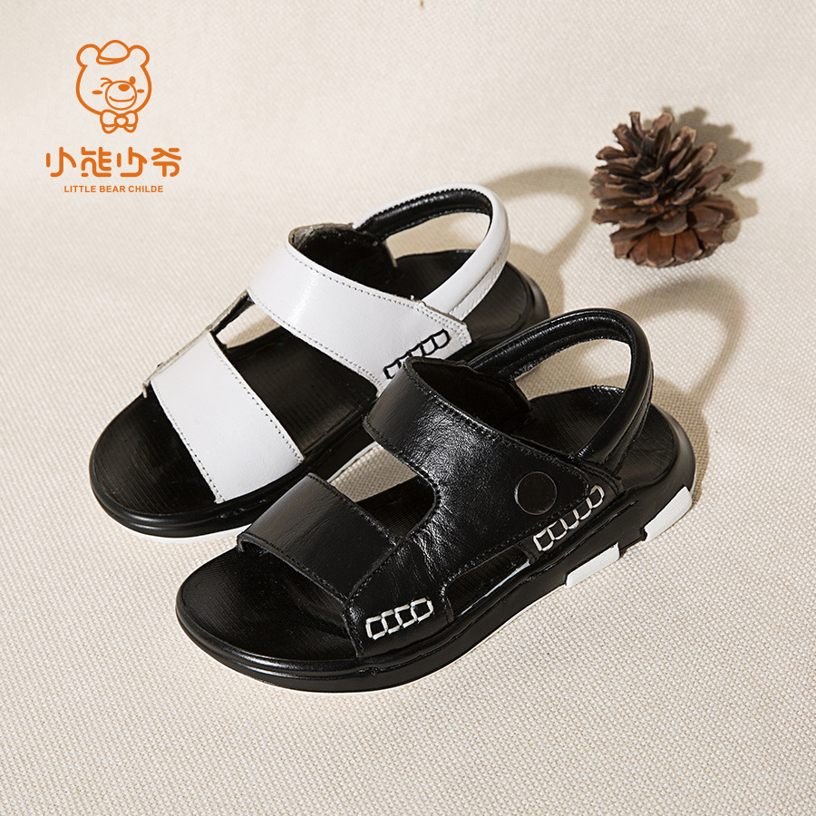 小熊少爷2019夏季男童鞋 真皮儿童凉鞋 沙滩鞋 宝宝凉鞋 男童凉鞋|ms