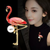 Fashionable high high-end brooch, enamel from pearl, pin lapel pin, Korean style, new collection, flamingo, wholesale